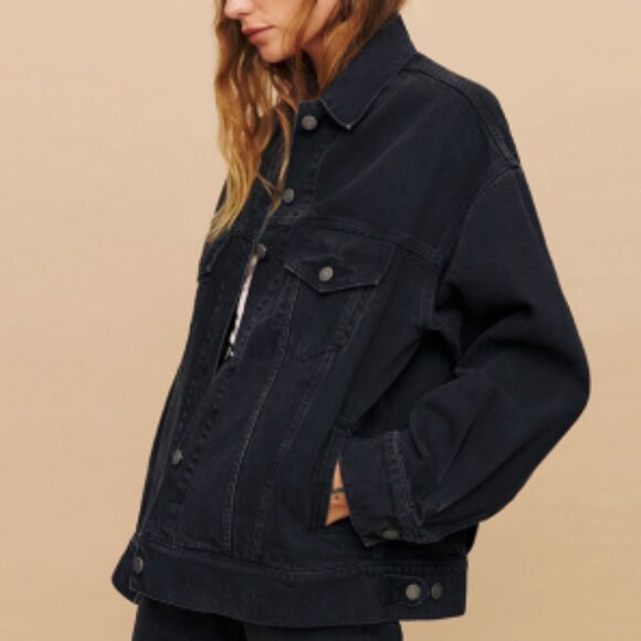 reformation Vintage jacket with loose black denim coat - Picture 2 of 4